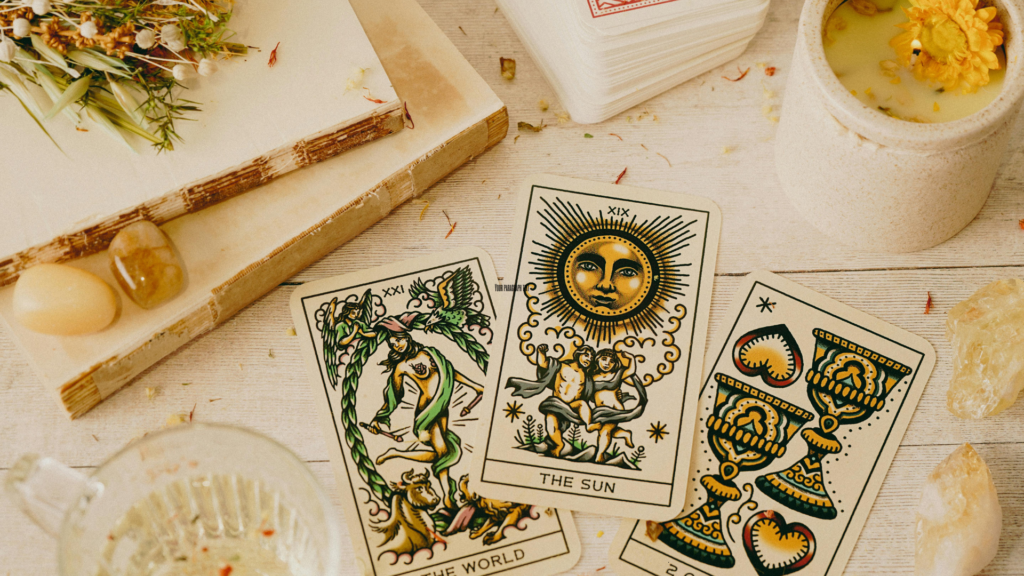 Tarot cards used for reflective clarity sessions at Prana Blessings